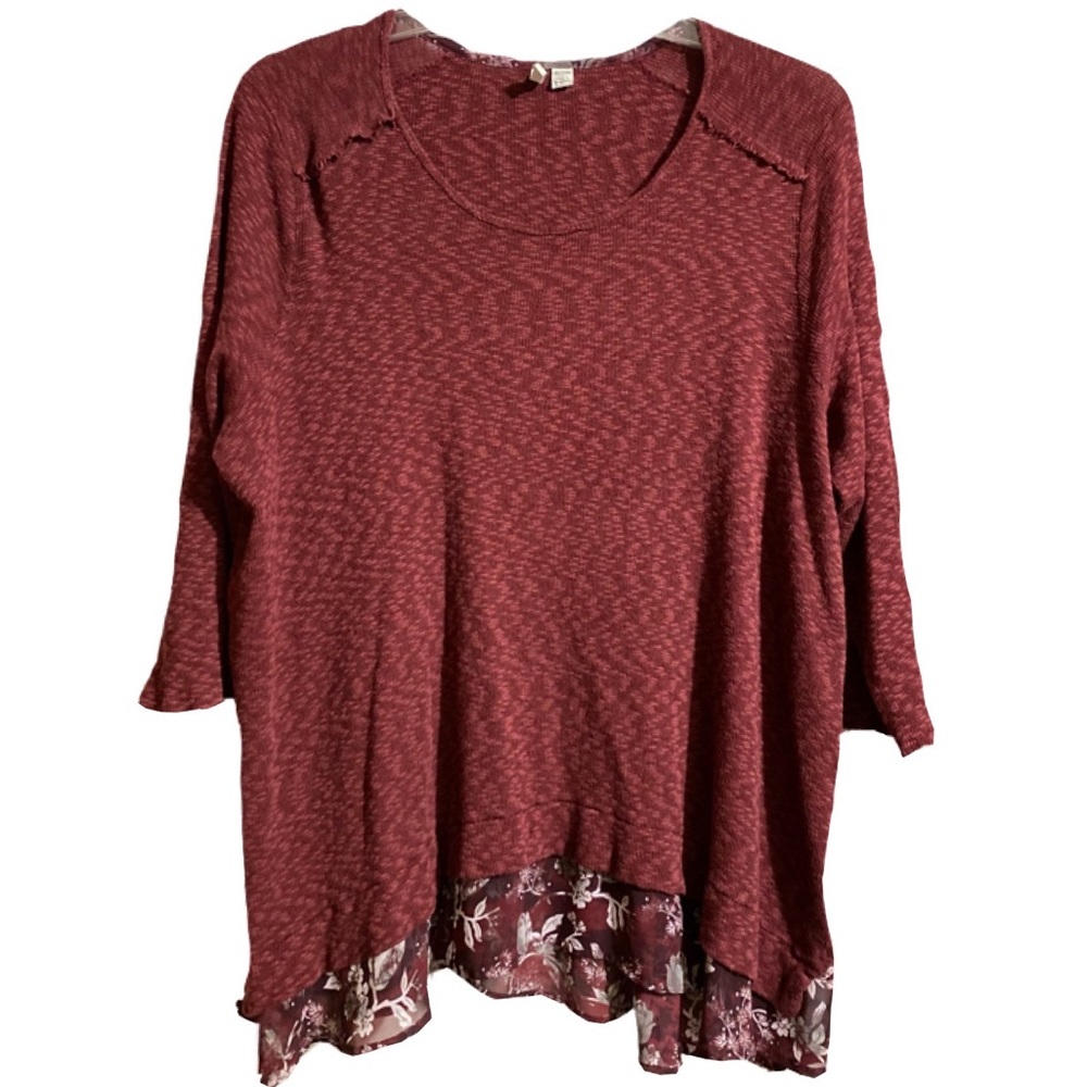 Women’s Cato Lightweight Barn Red Sweater Mock Layered Look Size 2X